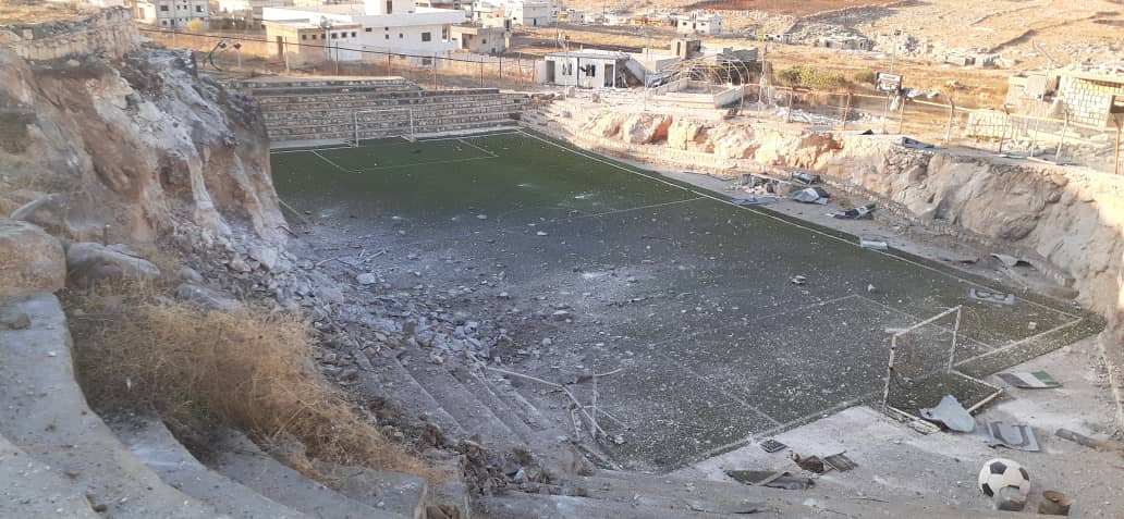 ملعب URB  منشأة حيوية أخرى تدمرها براميل الأسد المتفجرة